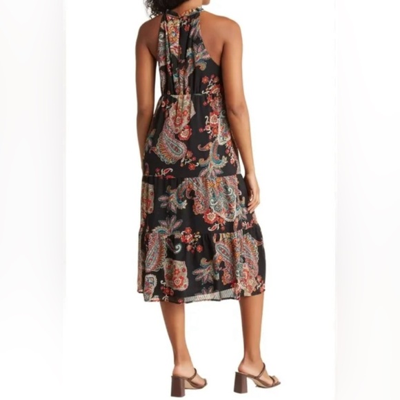 COLLECTIVE CONCEPTS Nordstrom Rack halter neck midi dress, paisley black XS - Picture 2 of 12